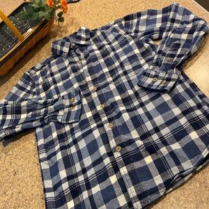 Ridgecut Toughwear Button Down Heavy Flannel Blue White Plaid Shirt Small